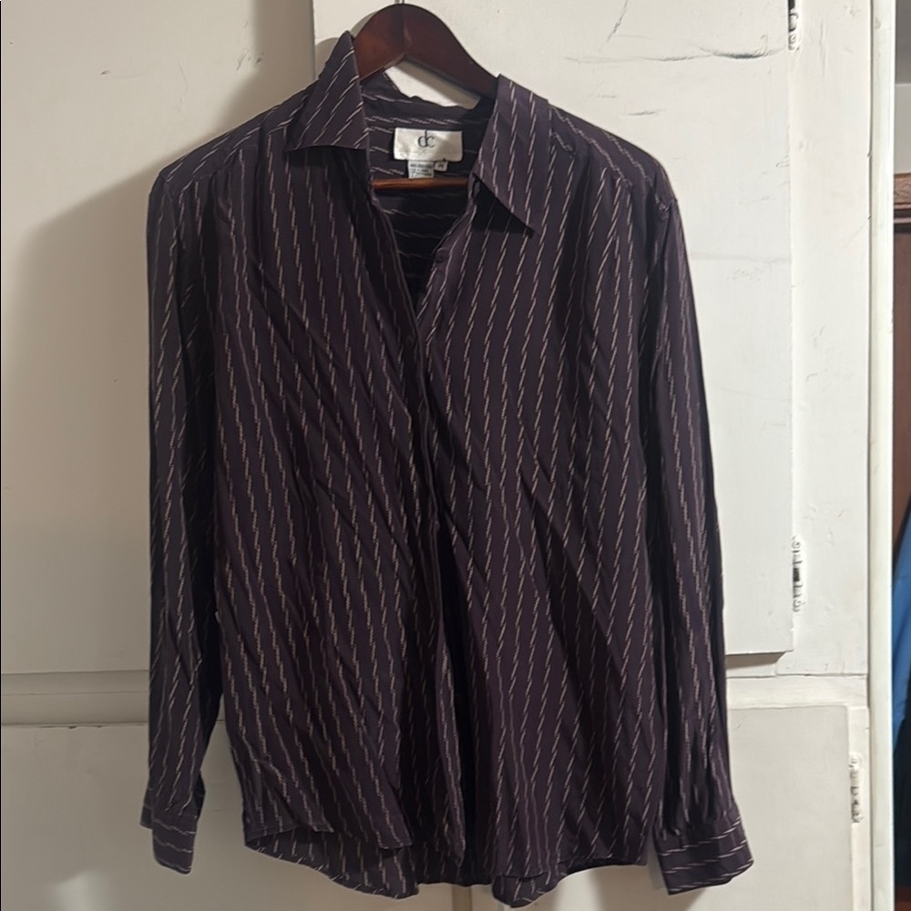 Purple Silk Button Down Shirt with Classic Collar